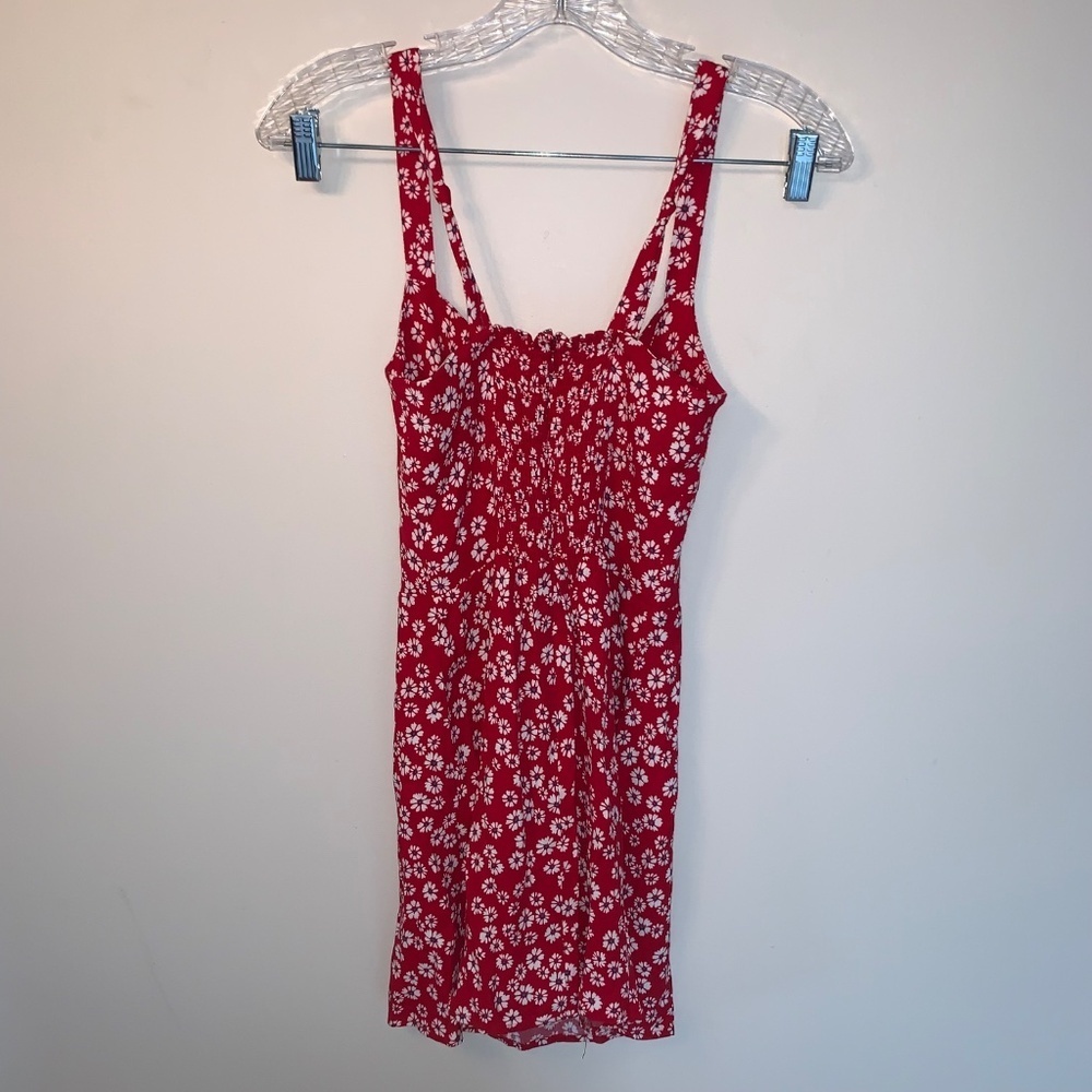 Reformation Baldwin Dress Red Daisy Print Mini Dress 4 - Picture 7 of 14